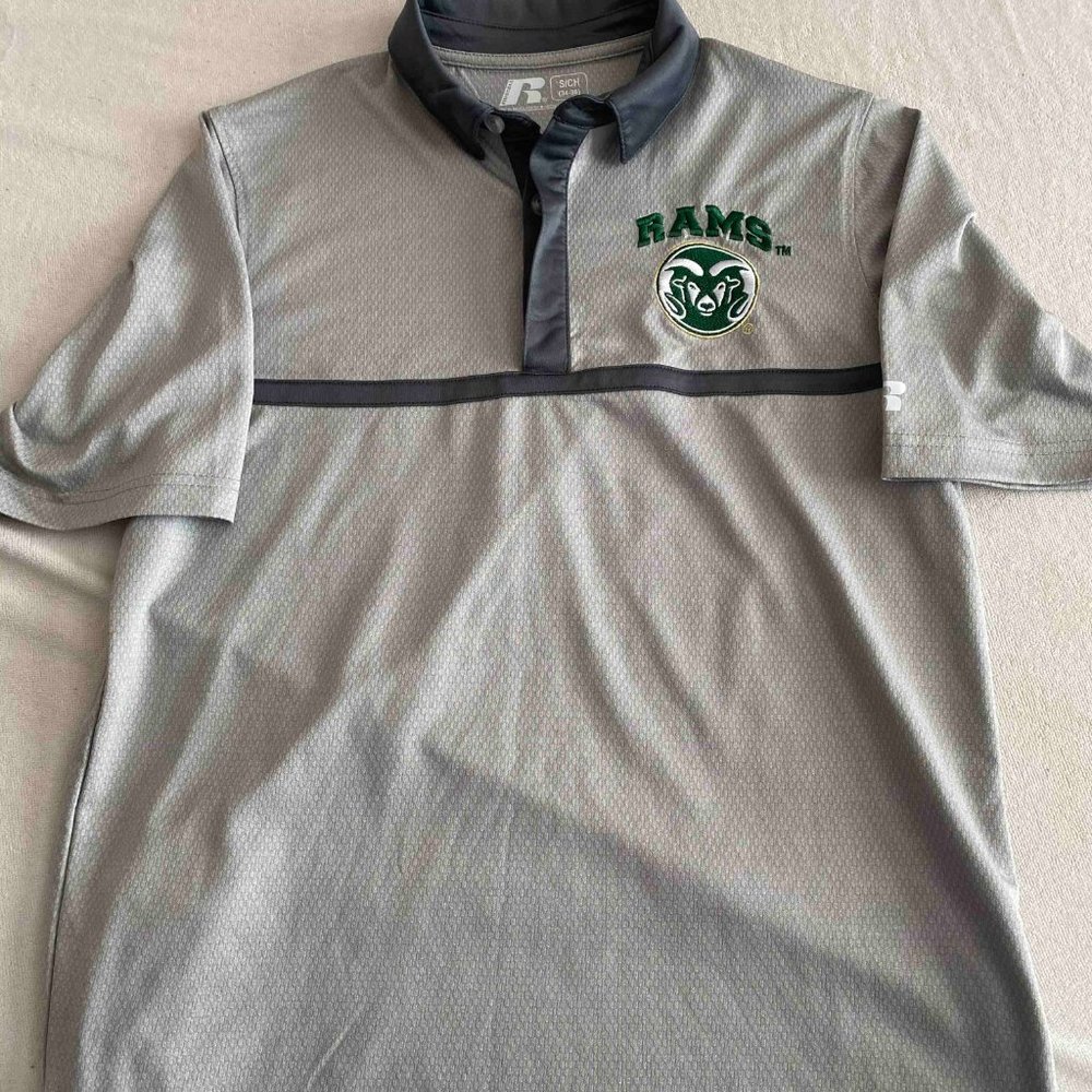 Men’s Small Colorado State University (CSU) Rams Gray Athletic Polo